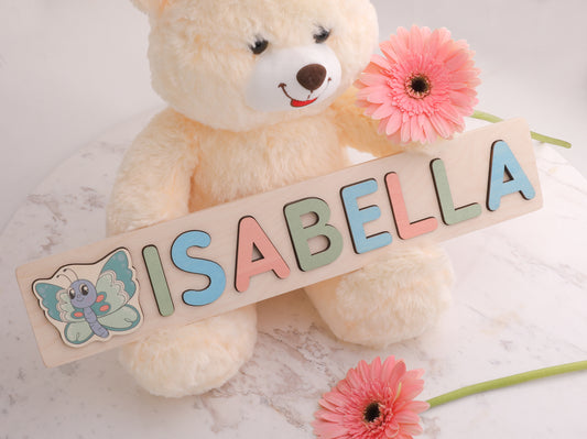 Wooden Name Puzzle | Gift for Kids | Name Puzzles for Toddlers | Montessori Baby Toys | First Birthday Gift | Baby Shower Gift